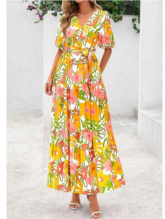 PrettyGarden Dresses & Skirts - PRETTYGARDEN Summer Floral Maxi Dress Sz XXL Resort Wear Boho Colorful NWT